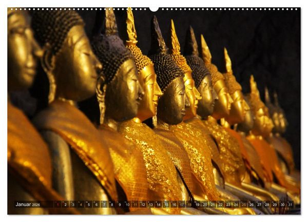 Produktbild: Buddhas tief im Fels (hochwertiger Premium Wandkalender 2026 DIN A2 quer), Kunstdruck in Hochglanz