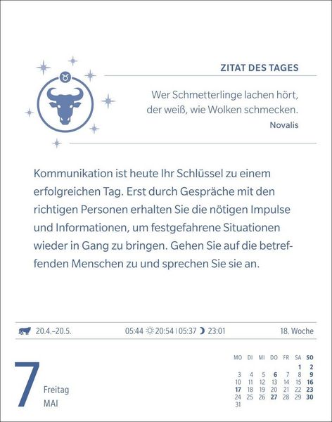 Produktbild: Stier Sternzeichenkalender 2027 - Tagesabrei&szlig;kalender - Ihr Horoskop f&uuml;r jeden Tag