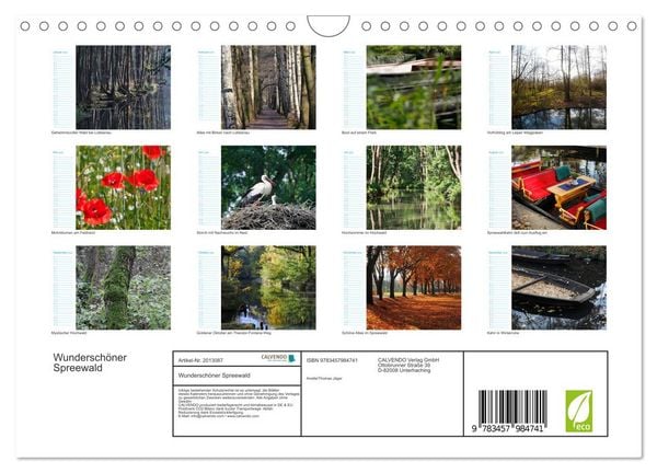 Produktbild: Wundersch&ouml;ner Spreewald (Wandkalender 2026 DIN A4 quer), CALVENDO Monatskalender