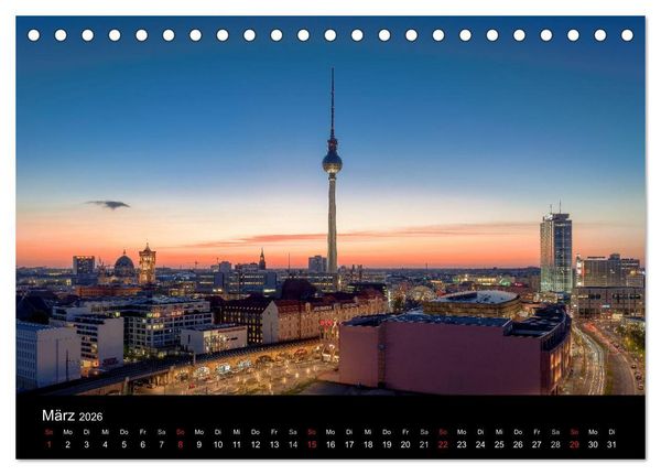 Produktbild: Die Blaue Stunde in Berlin (Tischkalender 2026 DIN A5 quer), CALVENDO Monatskalender