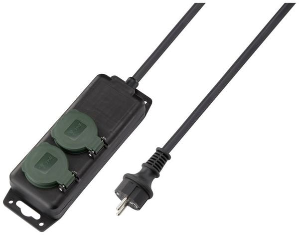 Produktbild: Sygonix SY-5145338 Steckdosenleiste Schwarz, Gr&uuml;n Schutzkontakt 1St.