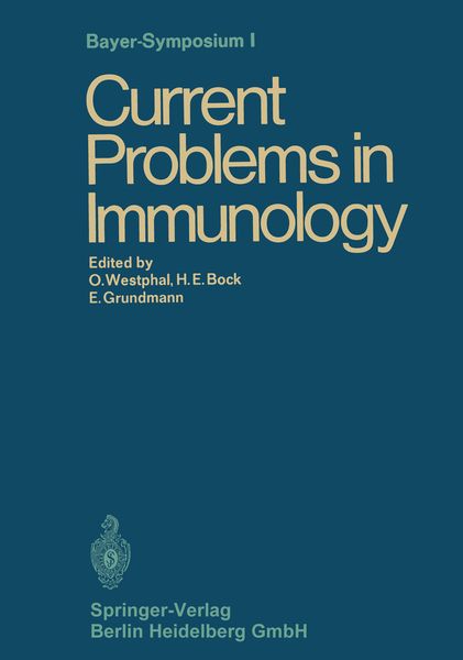 Current Problems in Immunology, Taschenbuch von Hans Erhard Book , Ekkehard Grundmann , Otto Westphal, Springer Berlin, 9783662277461