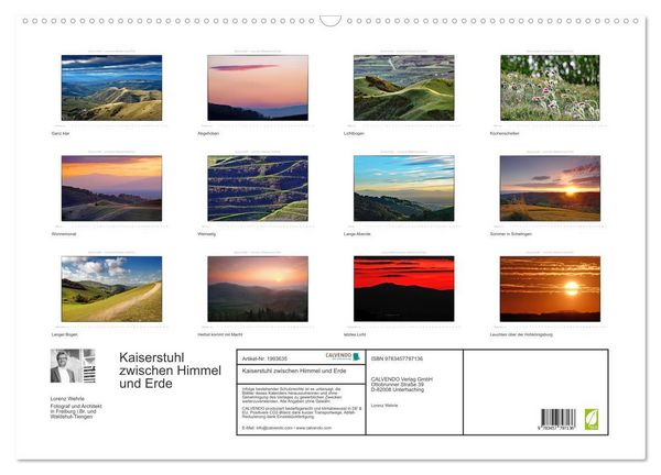 Produktbild: Kaiserstuhl zwischen Himmel und Erde (Wandkalender 2026 DIN A2 quer), CALVENDO Monatskalender