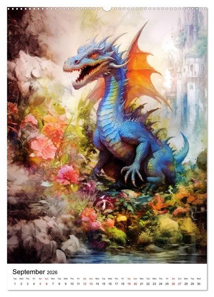 Produktbild: Medieval Drakes (High Quality Premium Wall Calendar 2026 DIN A2 portrait),CALVENDO 12 Month Wall Calendar
