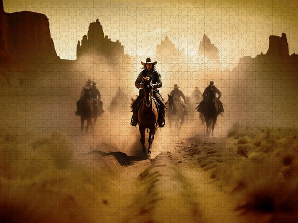 Produktbild: CALVENDO Puzzle Ritt in die Stadt im wilden Westen | 2000 Teile Lege-Gr&ouml;&szlig;e 90x67cm Foto-Puzzle f&uuml;r gl&uuml;ckliche Stunden