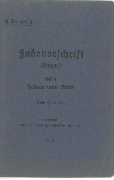 Produktbild: H.Dv. 465/4 Fahrvorschrift - Heft 4 - Fahren vom Sattel