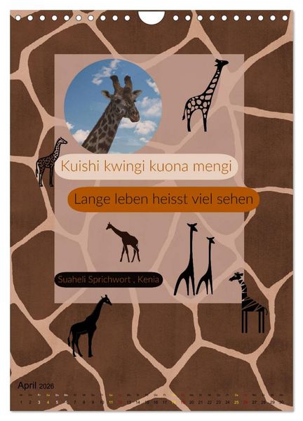 Produktbild: Kenia..mit einem Hauch Poesie - Weisheiten und Zitate (Wandkalender 2026 DIN A4 hoch), CALVENDO Monatskalender