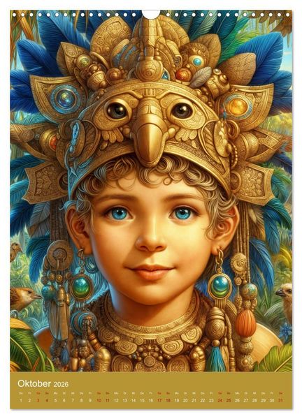 Produktbild: Regenwaldkinder - Ein vom Leben der Mayas inspierter Kinderkalender (Wandkalender 2026 DIN A3 hoch), CALVENDO Monatskalender