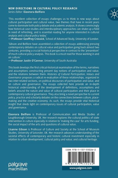 Produktbild: Histories of Cultural Participation, Values and Governance