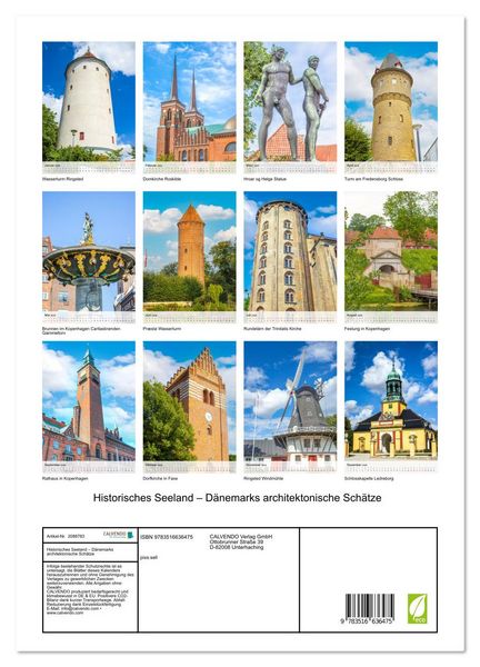 Produktbild: Historisches Seeland &ndash; D&auml;nemarks architektonische Sch&auml;tze (Wandkalender 2026 DIN A3 hoch), CALVENDO Monatskalender