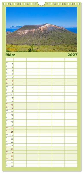 Produktbild: Familienplaner 2027 - Liparische Inseln - Vulkane im Tyrrhenischen Meer mit 5 Spalten (Wandkalender, 21 x 45 cm) CALVENDO