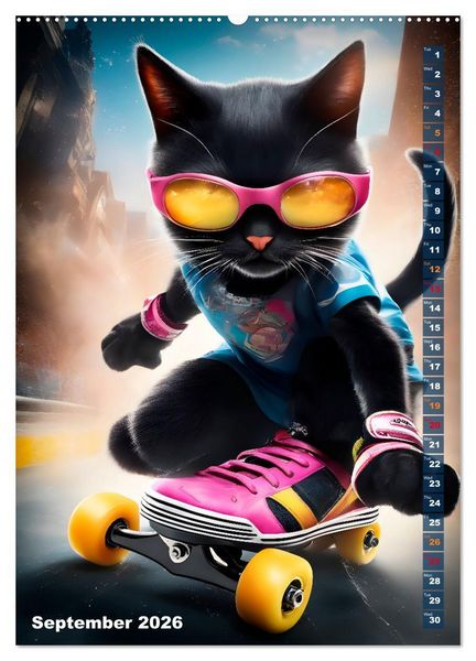 Produktbild: Outdoor sports for cats (Wall Calendar 2026 DIN A2 portrait), CALVENDO 12 Month Wall Calendar