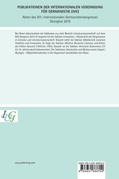 Produktbild: Akten des XIII. Internationalen Germanistenkongresses Shanghai 2015 -Germanistik zwischen Tradition und Innovation
