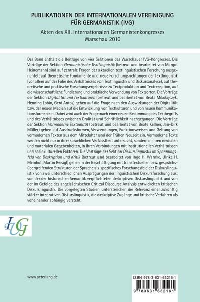 Produktbild: Akten des XII. Internationalen Germanistenkongresses Warschau 2010- Vielheit und Einheit der Germanistik weltweit