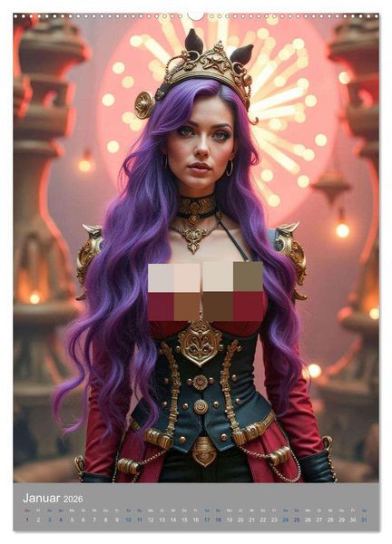 Produktbild: Steampunk Zirkus-Diven (Wandkalender 2026 DIN A2 hoch), CALVENDO Monatskalender