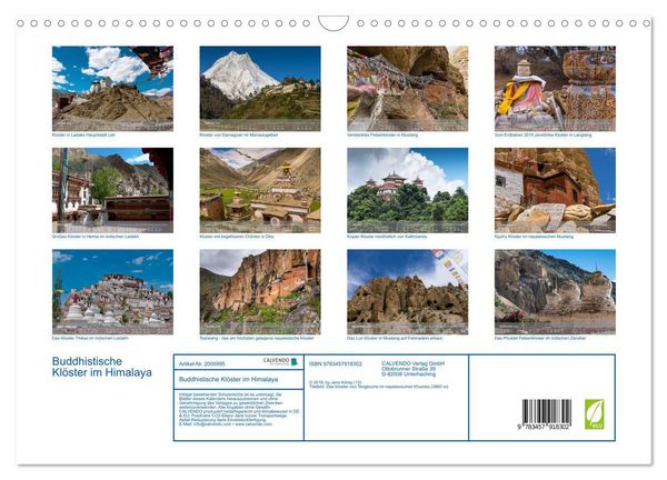 Produktbild: Buddhistische Kl&ouml;ster im Himalaya (Wandkalender 2026 DIN A3 quer), CALVENDO Monatskalender