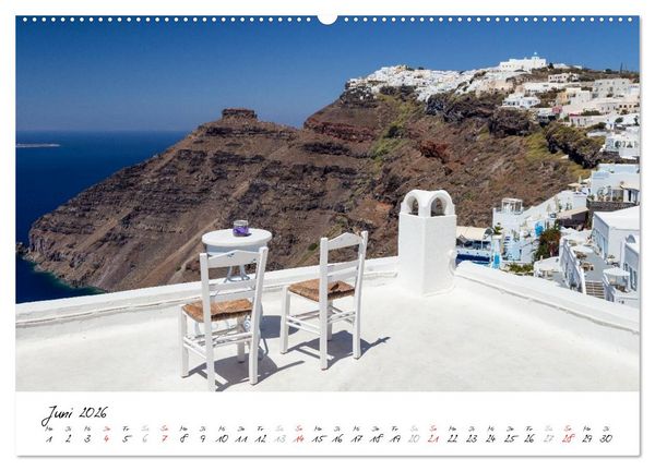Produktbild: Santorini - Fotogene Sch&ouml;nheit (hochwertiger Premium Wandkalender 2026 DIN A2 quer), Kunstdruck in Hochglanz