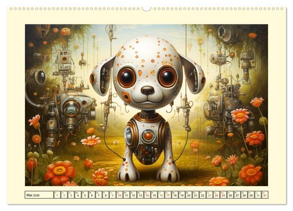 Produktbild: Fabelhafte Maschinen. Pop-Surrealistische Roboter-Tiere (hochwertiger Premium Wandkalender 2026 DIN A2 quer), Kunstdruck in Hochglanz