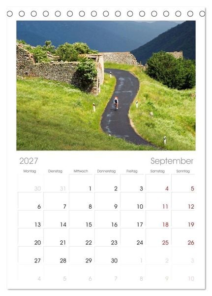 Produktbild: Tischplaner 2027 - Pyren&auml;enp&auml;sse mit dem Rennrad 2027 (A5 Tischkalender zum Aufstellen) CALVENDO