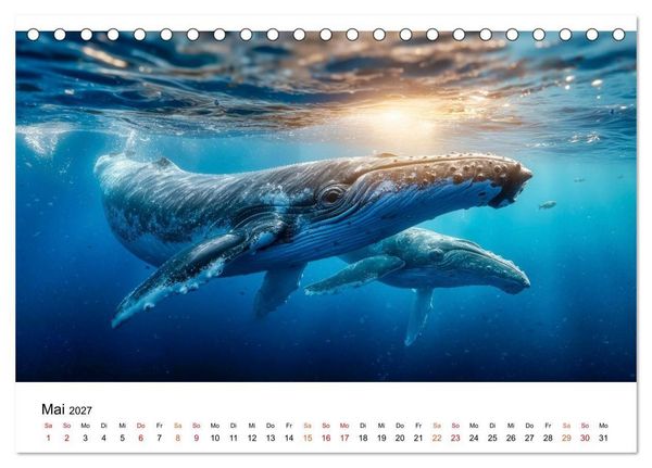 Produktbild: Wale - ein Jahr voller Meer (Tischkalender 2027 DIN A5 quer), CALVENDO Monatskalender