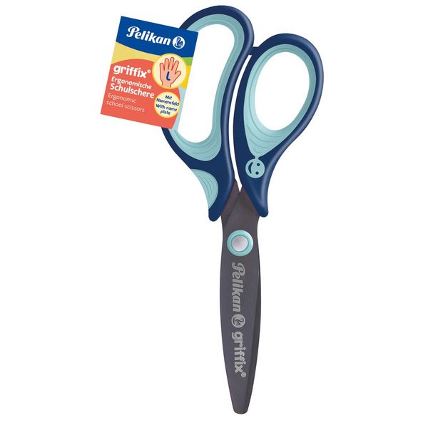 Produktbild: Pelikan griffix Schulschere Blau Linksh&auml;ndermodell Rund 14cm Lose Ware