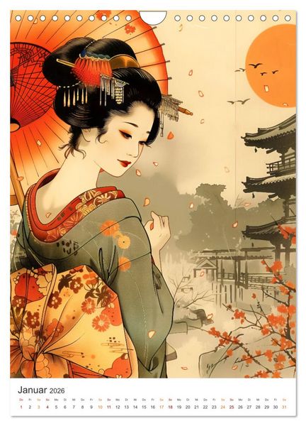 Produktbild: Geisha - Old School Poster Style (Wandkalender 2026 DIN A4 hoch), CALVENDO Monatskalender
