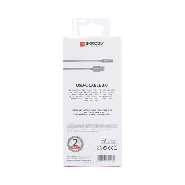 Produktbild: Skross USB-Kabel USB 3.2 Gen1 USB-A Stecker 1.20 m Spacegrau Rund, Flexibel, Stoff-Ummantelung SKCA0012A-C120CN