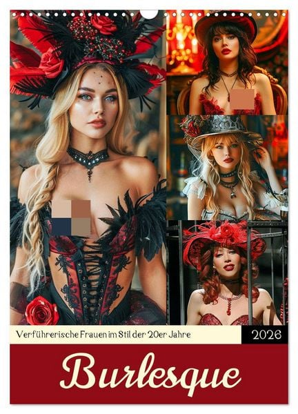 Produktbild: Burlesque. Verf&uuml;hrerische Frauen im Stil der 20er Jahre (Wandkalender 2026 DIN A3 hoch), CALVENDO Monatskalender