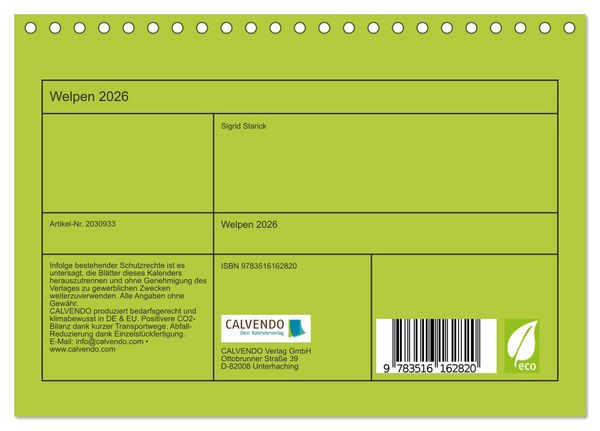Produktbild: Welpen 2026 (Tischkalender 2026 DIN A5 quer), CALVENDO Monatskalender