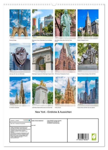 Produktbild: New York - Einblicke & Aussichten (hochwertiger Premium Wandkalender 2026 DIN A2 hoch), Kunstdruck in Hochglanz
