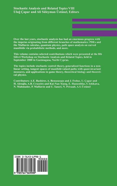 Produktbild: Stochastic Analysis and Related Topics VIII