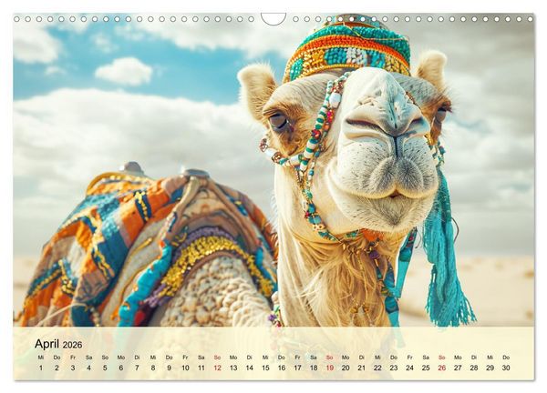 Produktbild: Modische Kamele in der W&uuml;ste. Extravagante Highlights (Wandkalender 2026 DIN A3 quer), CALVENDO Monatskalender