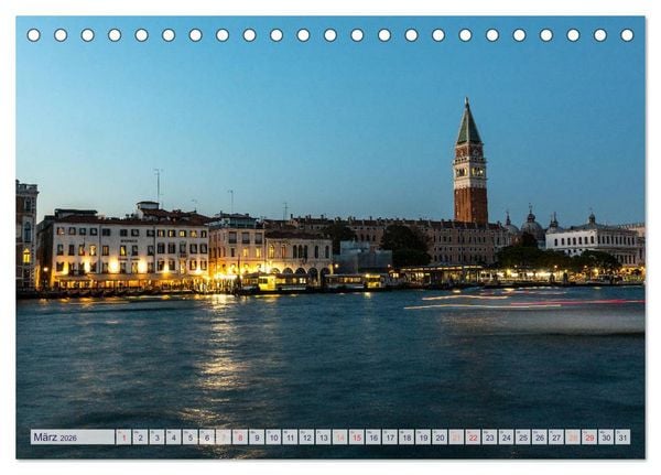 Produktbild: Stilles Venedig wenn es Nacht wird (Tischkalender 2026 DIN A5 quer), CALVENDO Monatskalender