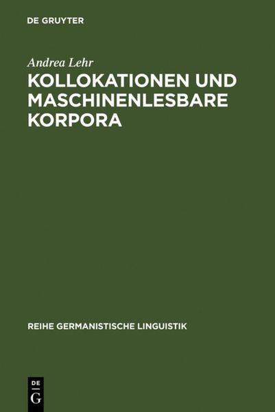 Produktbild: Kollokationen und maschinenlesbare Korpora