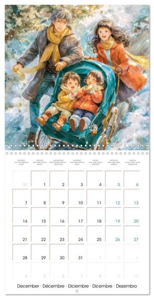 Produktbild: En famille ou entre amis - Inspir&eacute; du style Manga (Calendrier mural carr&eacute; 2026 30x30 cm) Calendrier double avec une page pour vos prises de notes