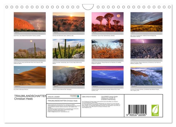 Produktbild: TRAUMLANDSCHAFTEN Christian Heeb (Wandkalender 2026 DIN A4 quer), CALVENDO Monatskalender