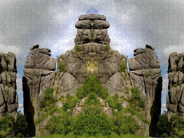 Produktbild: CALVENDO Puzzle Die Externsteine im Spiegel betrachtet | 1000 Teile Lege-Gr&ouml;&szlig;e 64x48cm Foto-Puzzle f&uuml;r gl&uuml;ckliche Stunden