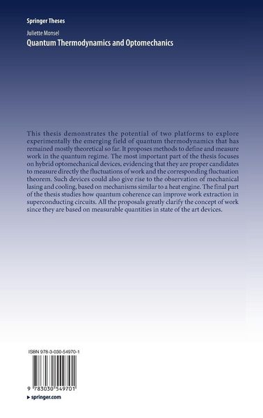 Produktbild: Quantum Thermodynamics and Optomechanics