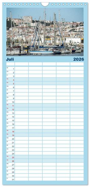 Produktbild: Familienplaner 2026 - Portugals Atlantikk&uuml;ste mit 5 Spalten (Wandkalender, 21 x 45 cm) CALVENDO