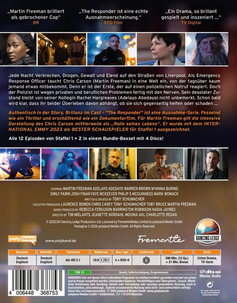 Produktbild: The Responder - Staffel 1+2 Boxset (mit Emmy-Gewinner Martin Freeman) [4 BRs]