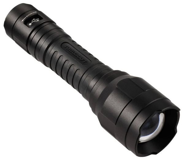 Produktbild: TOOLCRAFT TO-10153320 Taschenlampe Einstellbare Punktgr&ouml;&szlig;e, verstellbar, mit USB-Schnittstelle Li-Ionen Akkus 1100 lm 30 h 228 g