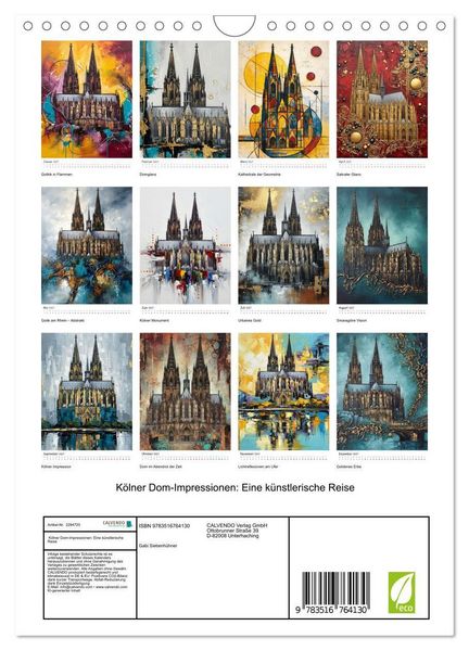 Produktbild: K&ouml;lner Dom-Impressionen: Eine k&uuml;nstlerische Reise (Wandkalender 2027 DIN A4 hoch), CALVENDO Monatskalender