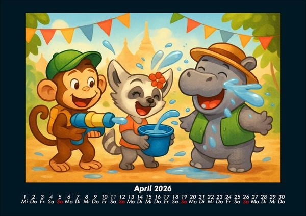 Produktbild: Milo, Lulu & Sash in Bangkok 2026 Fotokalender DIN A4