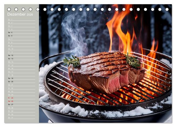 Produktbild: Der Grillkalender f&uuml;r echte M&auml;nner (Tischkalender 2026 DIN A5 quer), CALVENDO Monatskalender
