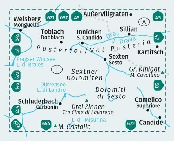 Produktbild: KOMPASS Wanderkarte 657 Sextner Dolomiten, Hochpustertal / Dolomiti di Sesto, Alta Pusteria 1:25.000