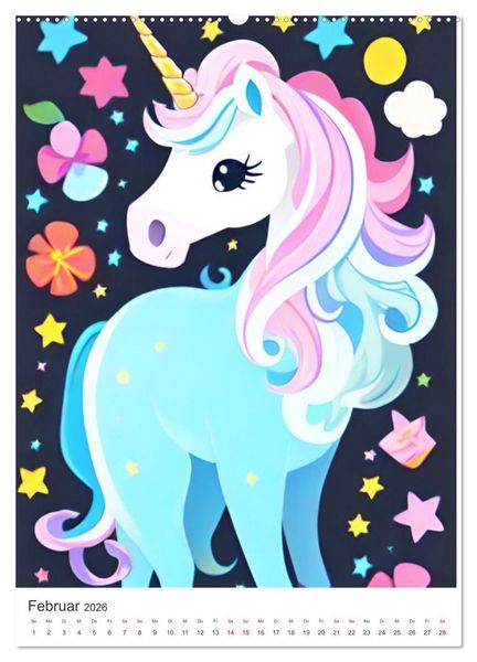 Produktbild: Jeder braucht ein Einhorn in seinem Leben - Bildergeschichte f&uuml;r Kinder (hochwertiger Premium Wandkalender 2026 DIN A2 hoch), Kunstdruck in Hochglanz
