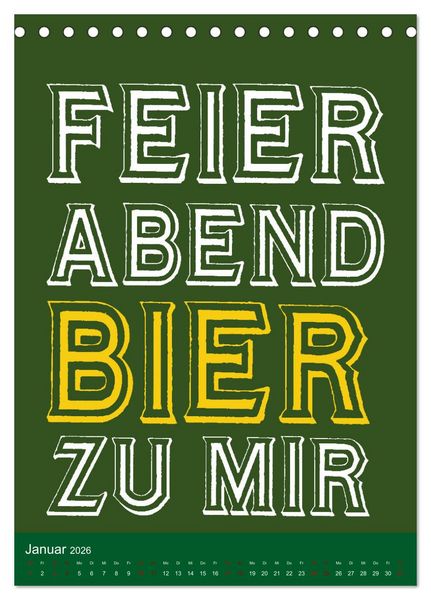 Produktbild: BIER Wandkalender -Trinken mit Stil (Tischkalender 2026 DIN A5 hoch), CALVENDO Monatskalender