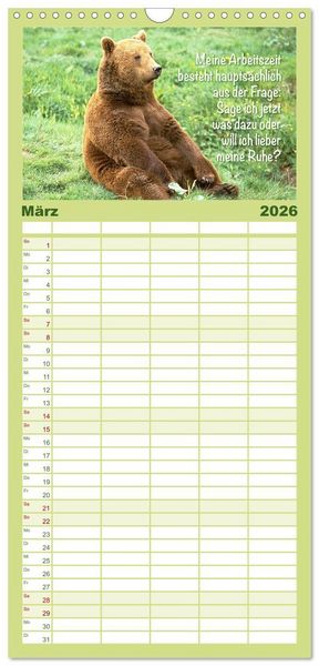 Produktbild: Familienplaner 2026 - Spa&szlig; mit B&auml;ren: Edition lustige Tiere mit 5 Spalten (Wandkalender, 21 x 45 cm) CALVENDO