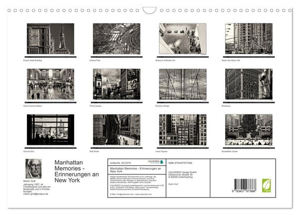 Produktbild: Manhattan Memories - Erinnerungen an New York (Wandkalender 2026 DIN A3 quer), CALVENDO Monatskalender
