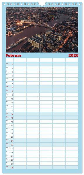 Produktbild: Familienplaner 2026 - London - Die faszinierende Hauptstadt Englands. mit 5 Spalten (Wandkalender, 21 x 45 cm) CALVENDO